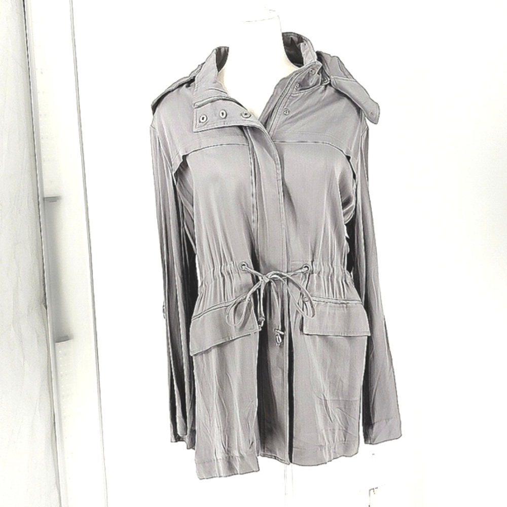 Avec Les Filles Lyocell Utility Jacket Women's Steel Blue Size M NWT
